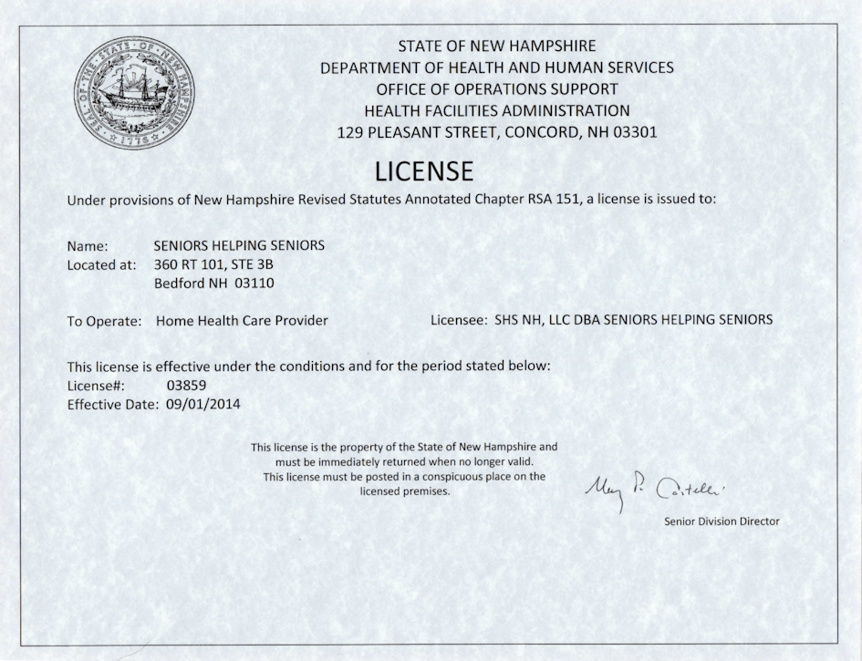 Health and Human Services License 360 SHS