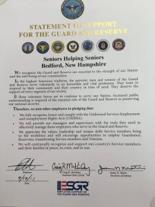 SHS NH Received Statement of Support for the Guard and Reserve